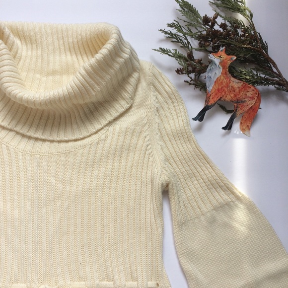 Calvin Klein Boho White Knit Midi Dress Cowl M - Picture 2 of 13